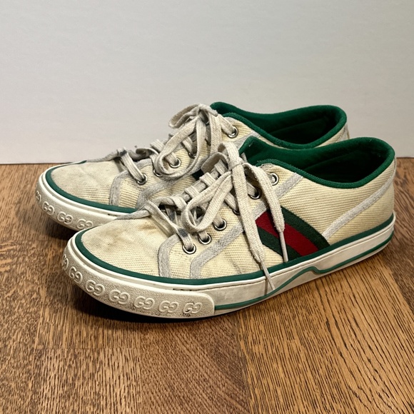 Gucci Tennis 1977 Low Top Canvas Cotton Distressed Sneakers Womens 39 US 9 - Picture 2 of 13